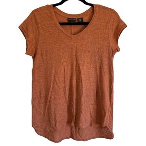 Tahari 100% Linen Terracotta Orange Short Sleeve Top Women’s Medium